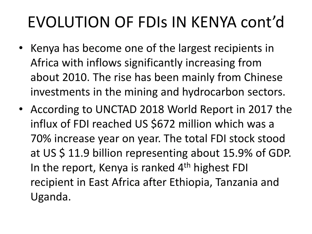 evolution of fdis in kenya cont d 6