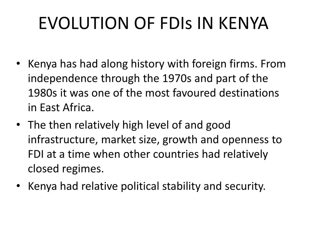 evolution of fdis in kenya