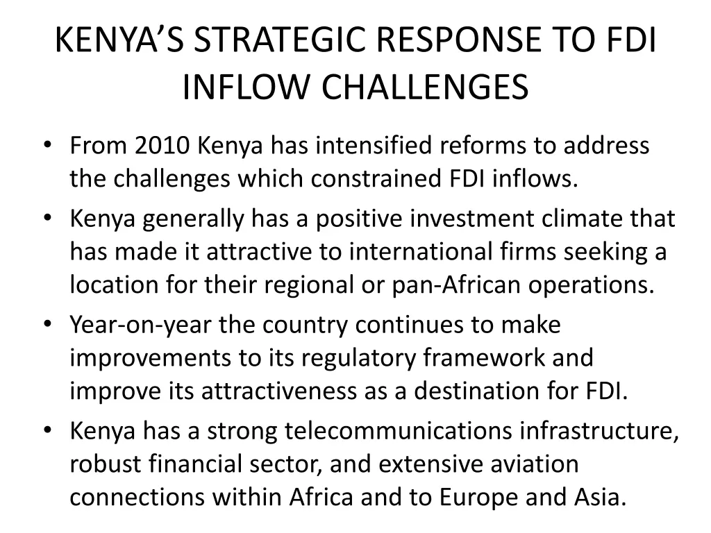 kenya s strategic response to fdi inflow