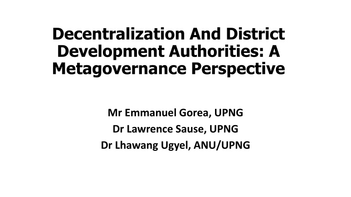 decentralization and district development