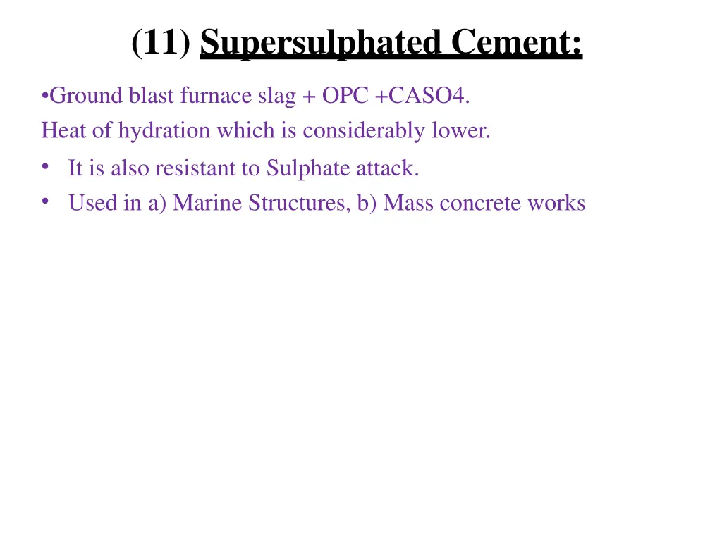 11 supersulphated cement