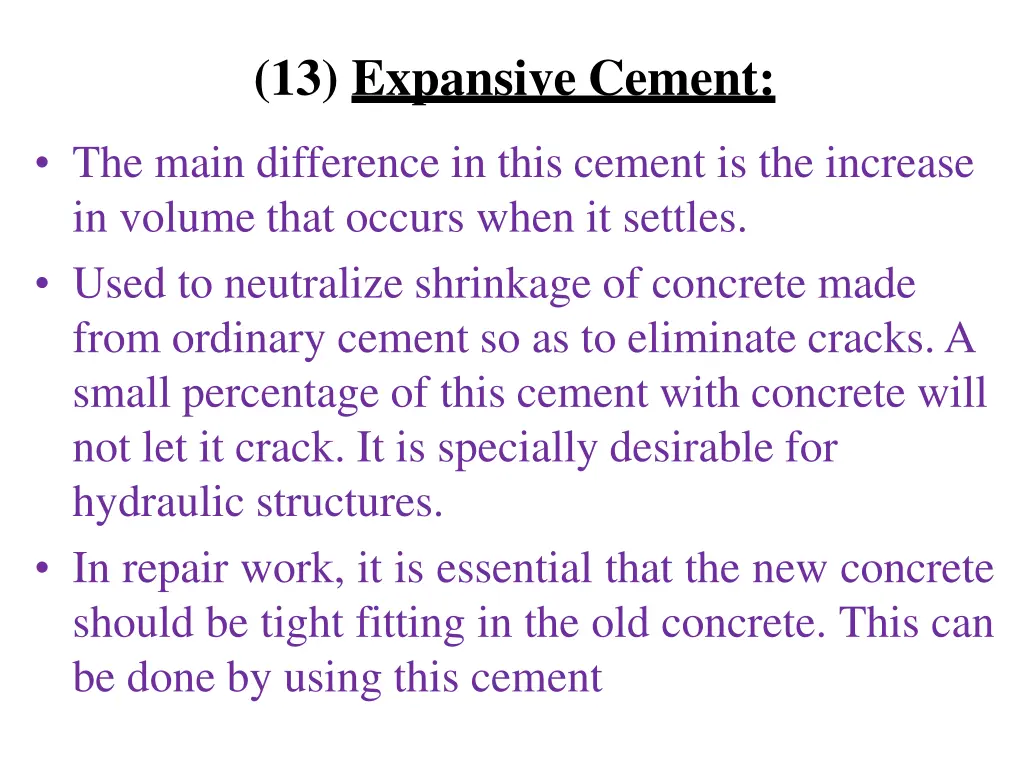 13 expansive cement