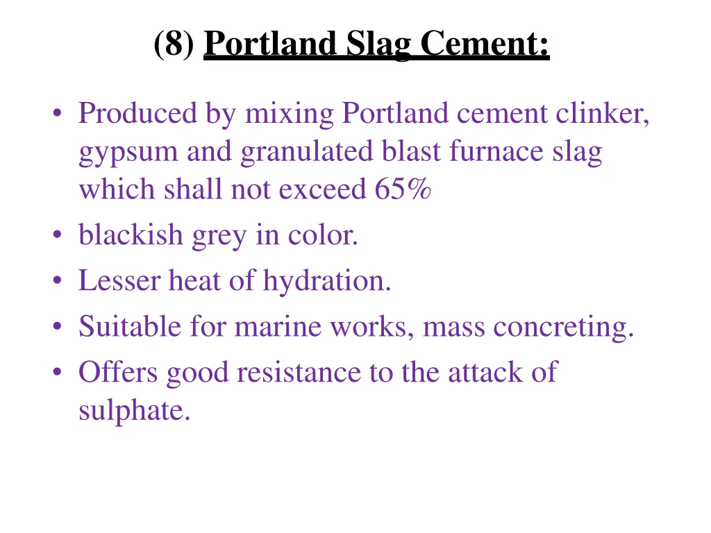 8 portland slag cement