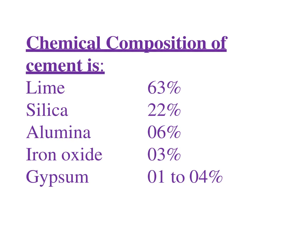 chemical composition of cement is lime silica