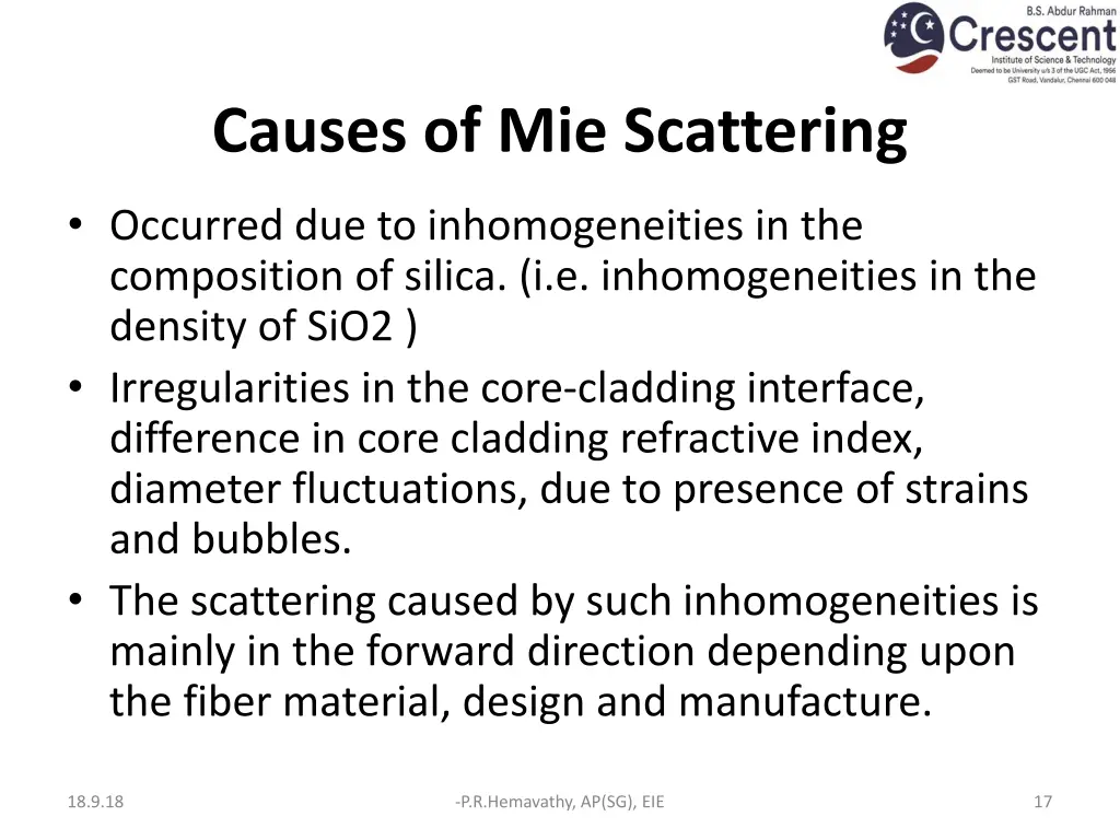 causes of mie scattering