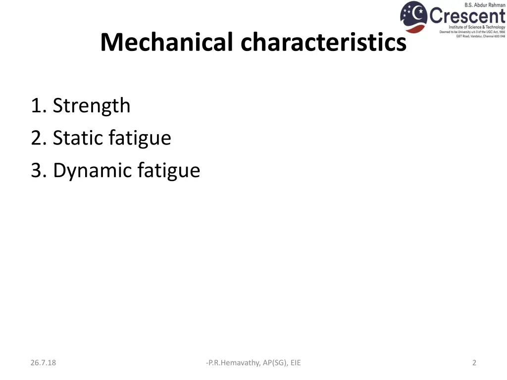 mechanical characteristics