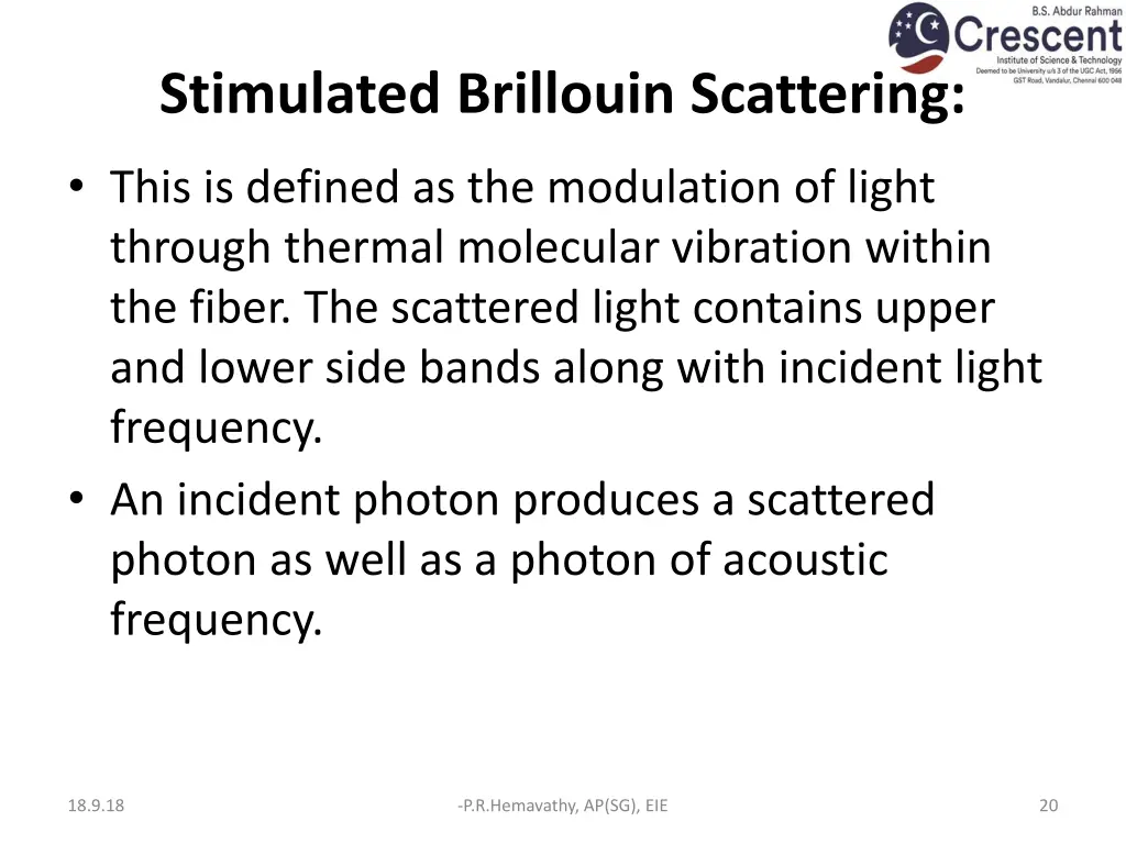 stimulated brillouin scattering