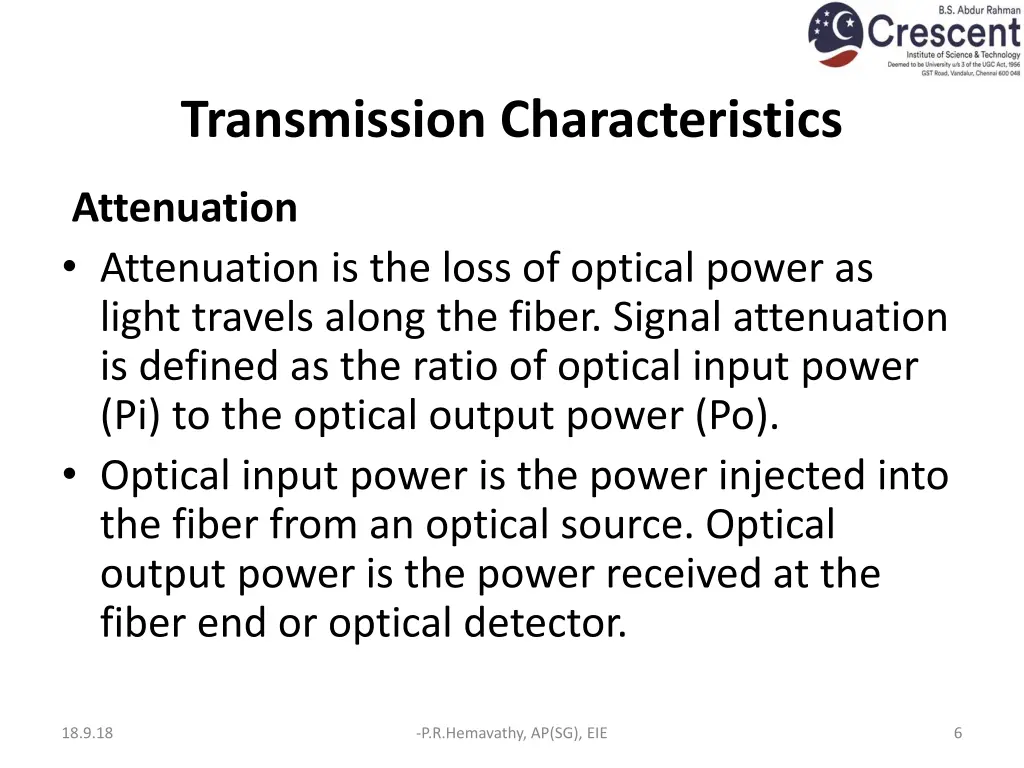 transmission characteristics