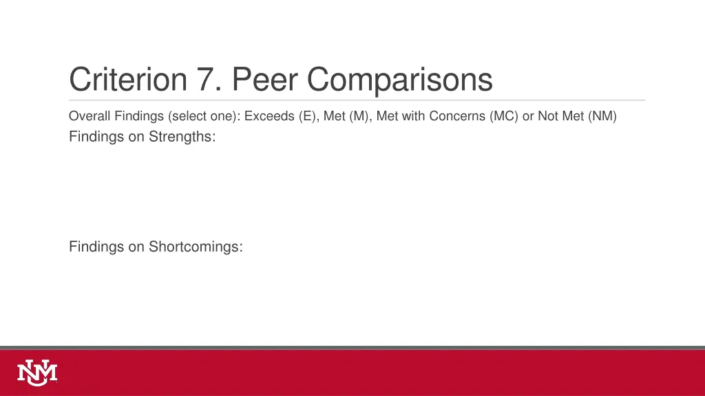 criterion 7 peer comparisons