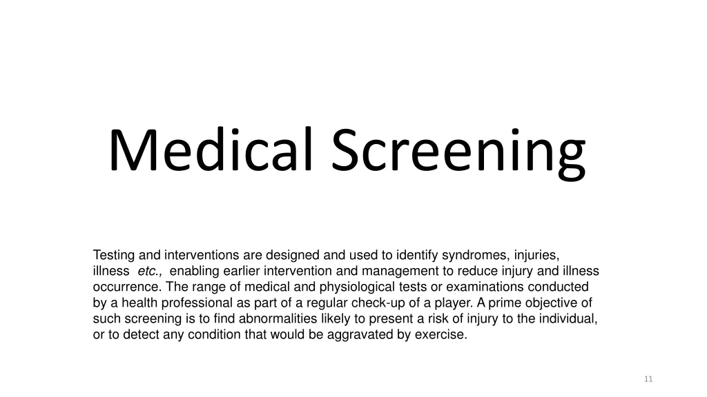 medical screening