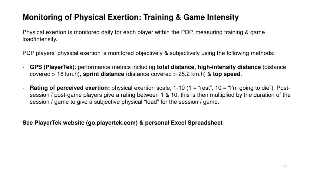 monitoring of physical exertion training game