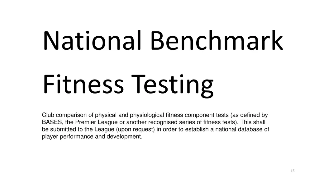 national benchmark fitness testing