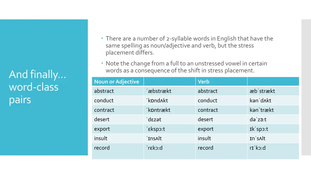 there are a number of2 syllable wordsin 1