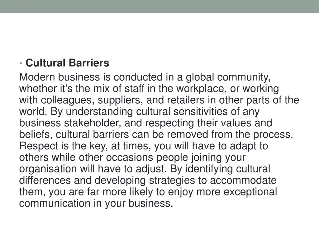 cultural barriers modern business is conducted