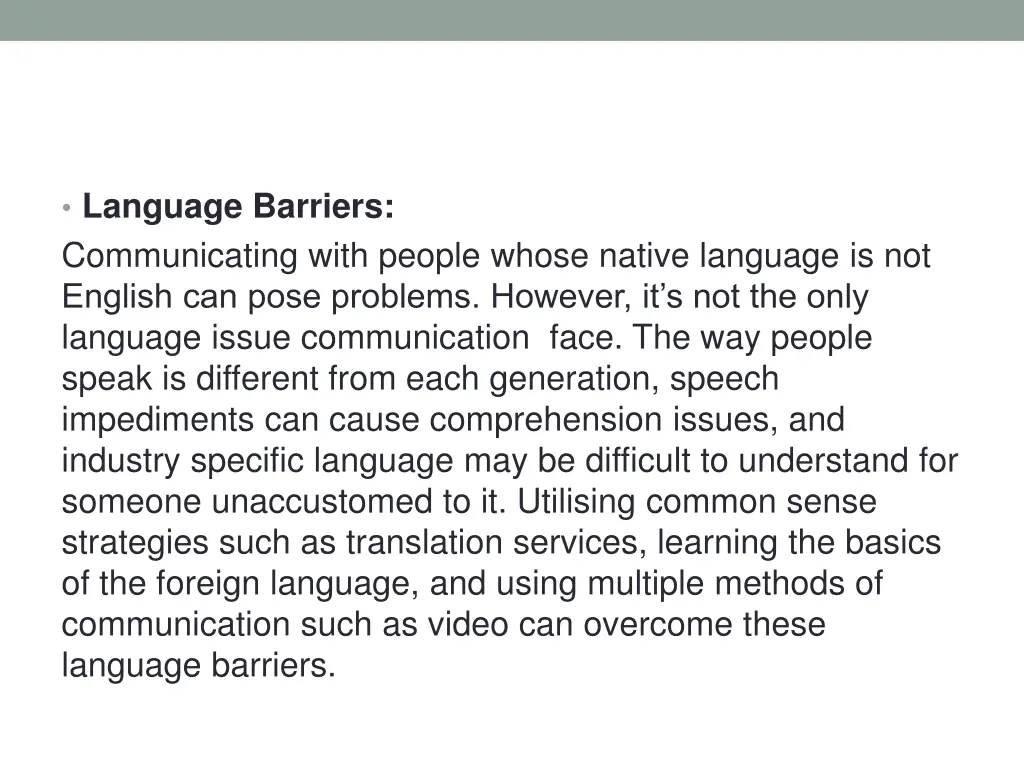 language barriers communicating with people whose