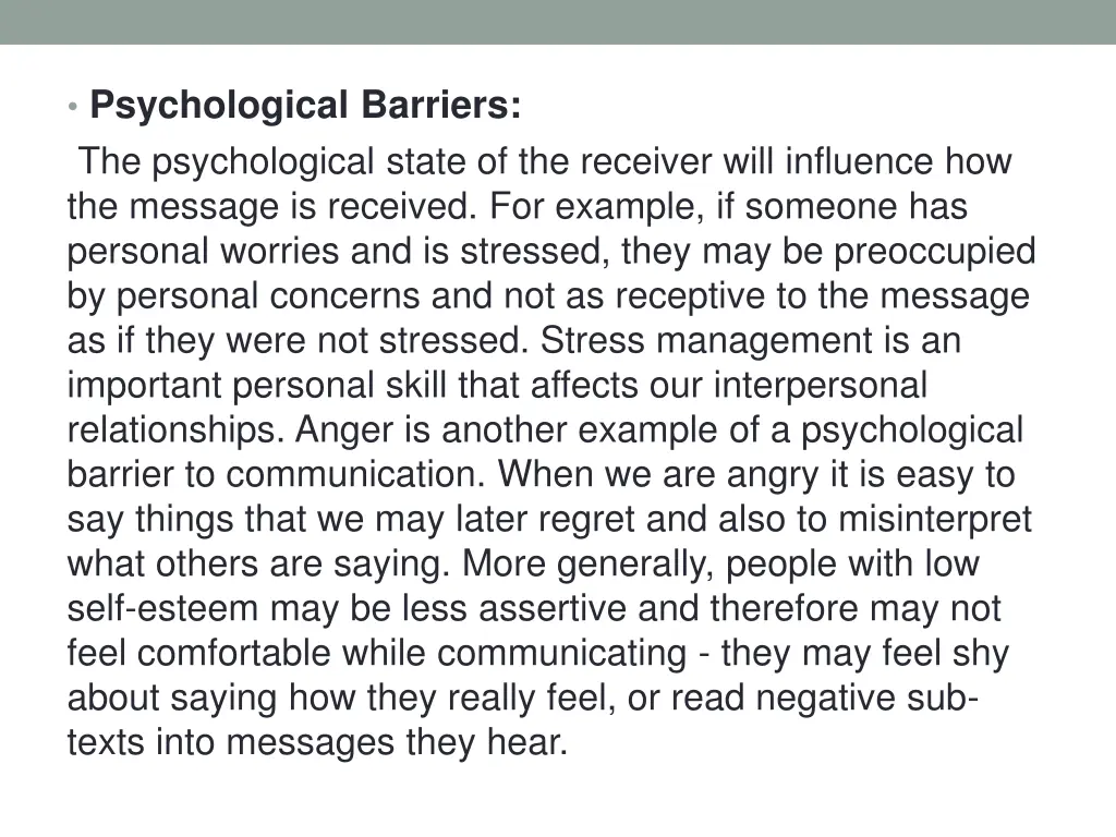 psychological barriers the psychological state