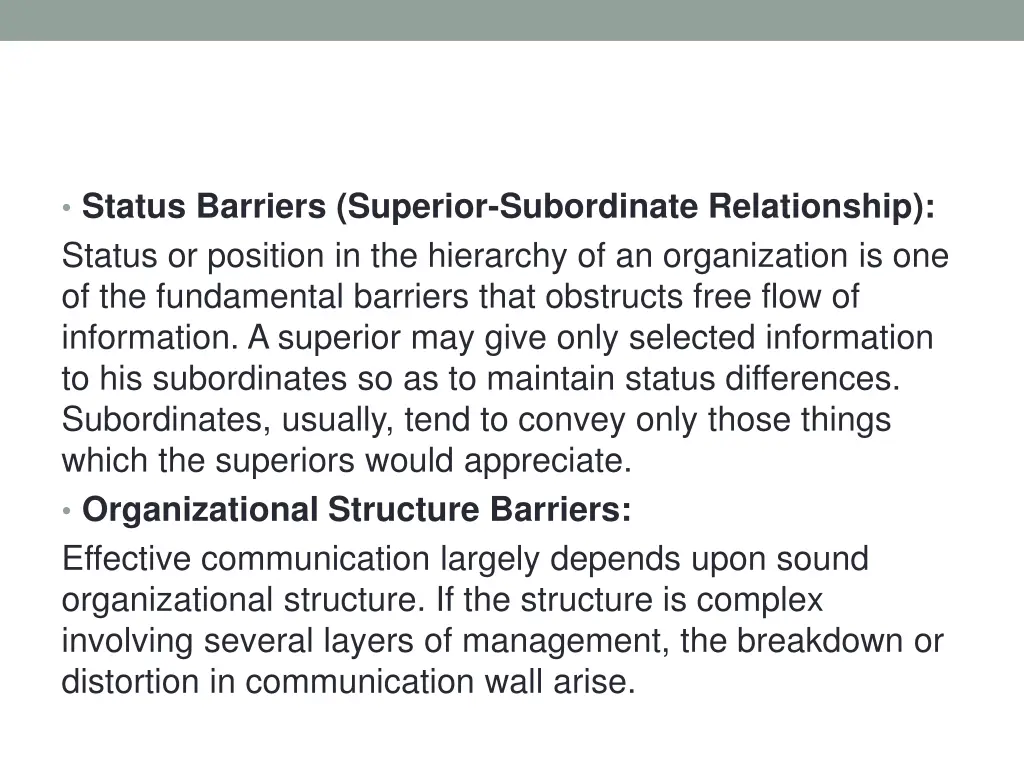 status barriers superior subordinate relationship