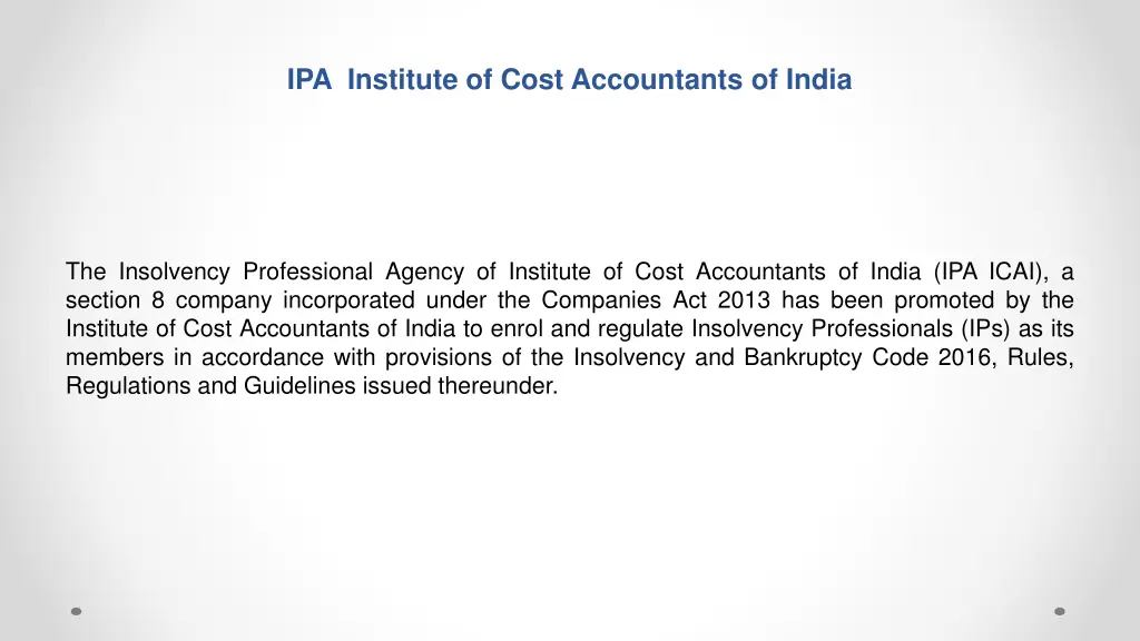 ipa institute of cost accountants of india