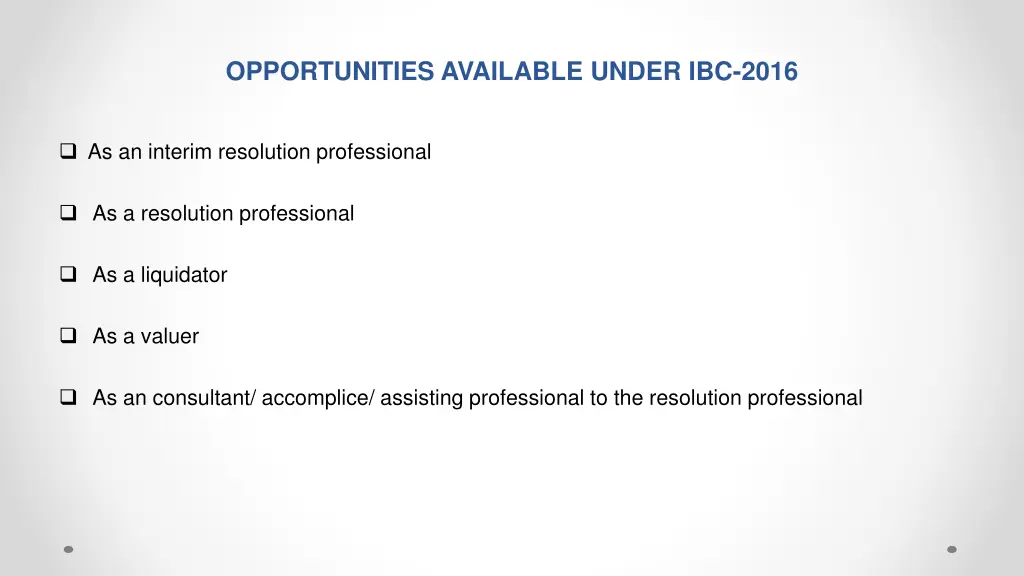 opportunities available under ibc 2016