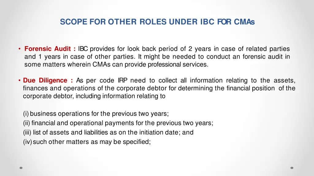 scope for other roles under ibc for c m as