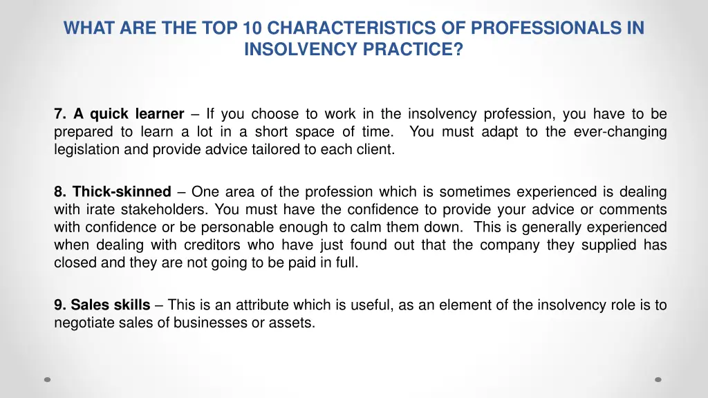 what are the top 10 characteristics 1