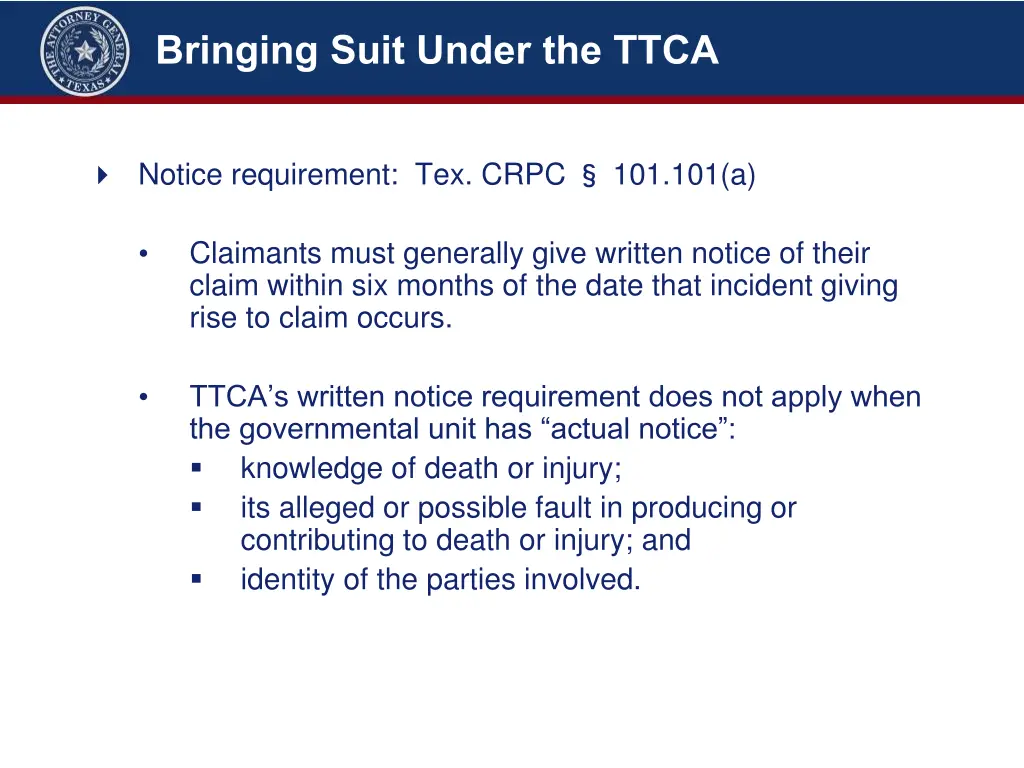 bringing suit under the ttca 1