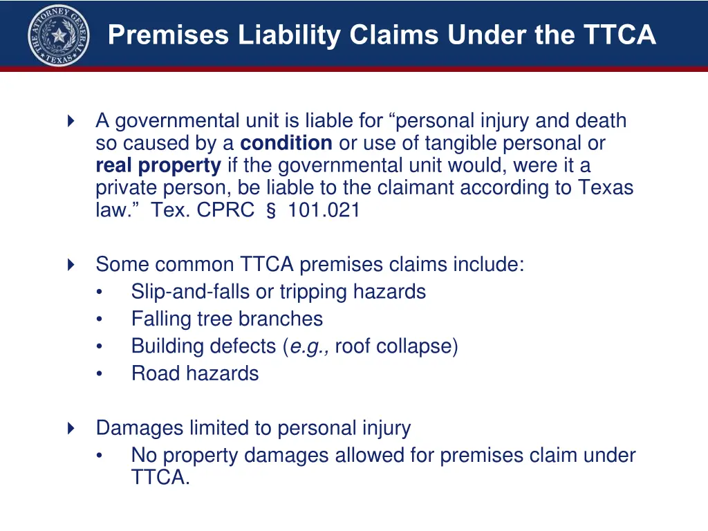 premises liability claims under the ttca