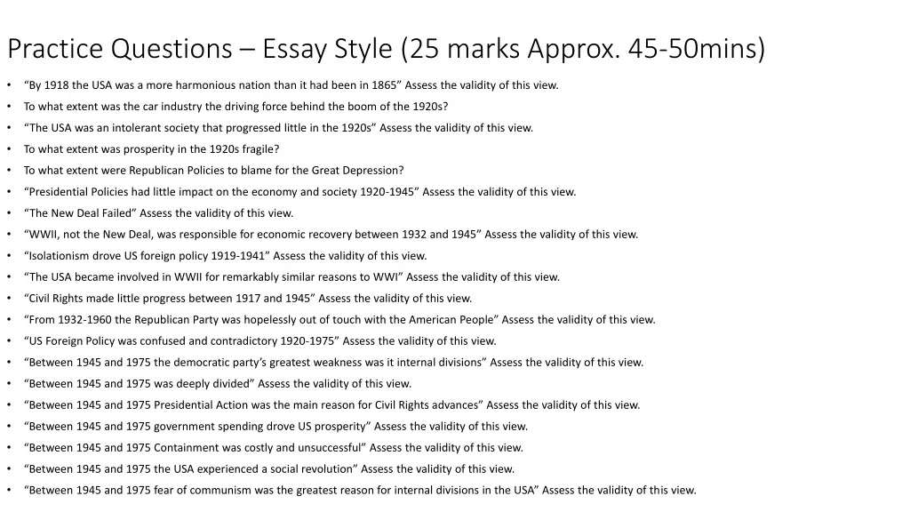 practice questions essay style 25 marks approx 1