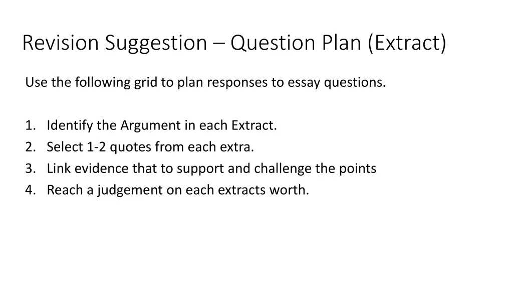 revision suggestion question plan extract