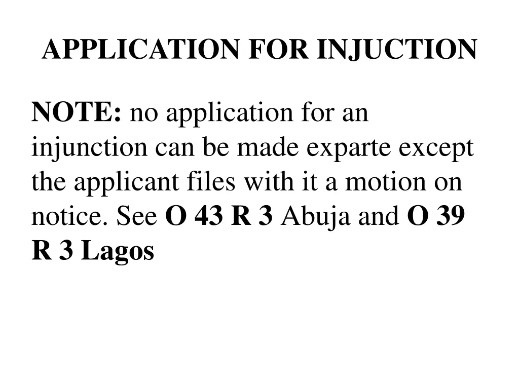 application for injuction