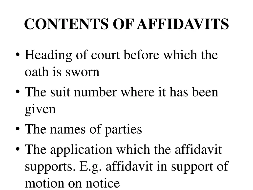 contents of affidavits