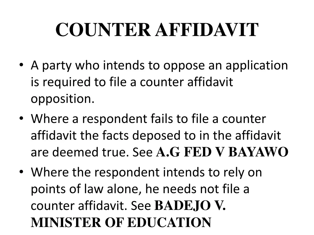 counter affidavit