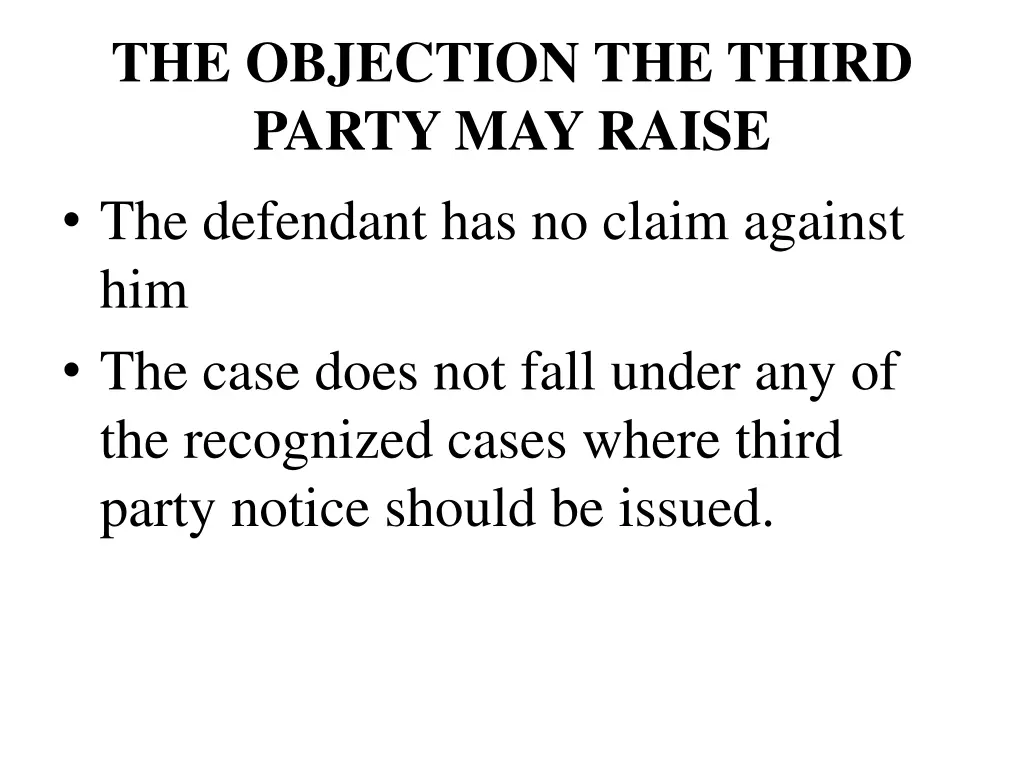 the objection the third party may raise