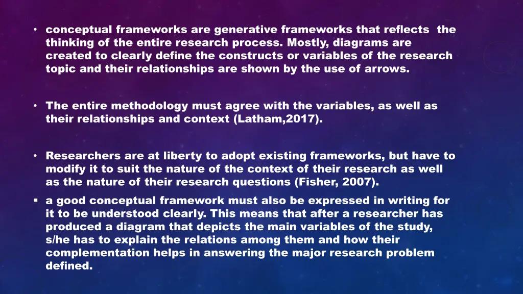 conceptual frameworks are generative frameworks