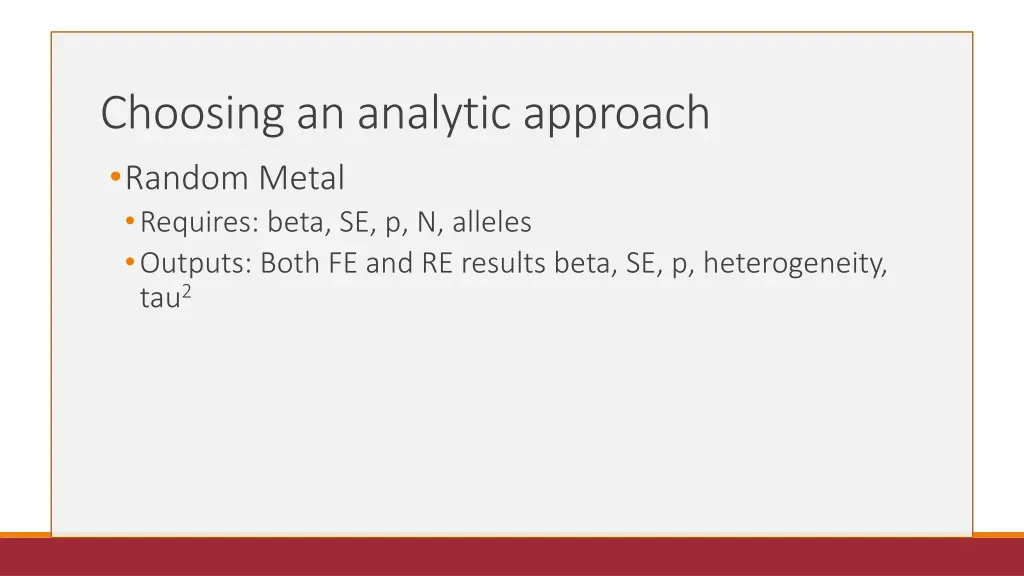 choosing an analytic approach random metal