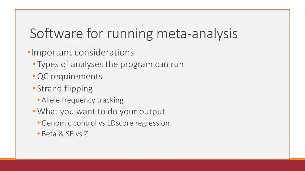 software for running meta analysis important