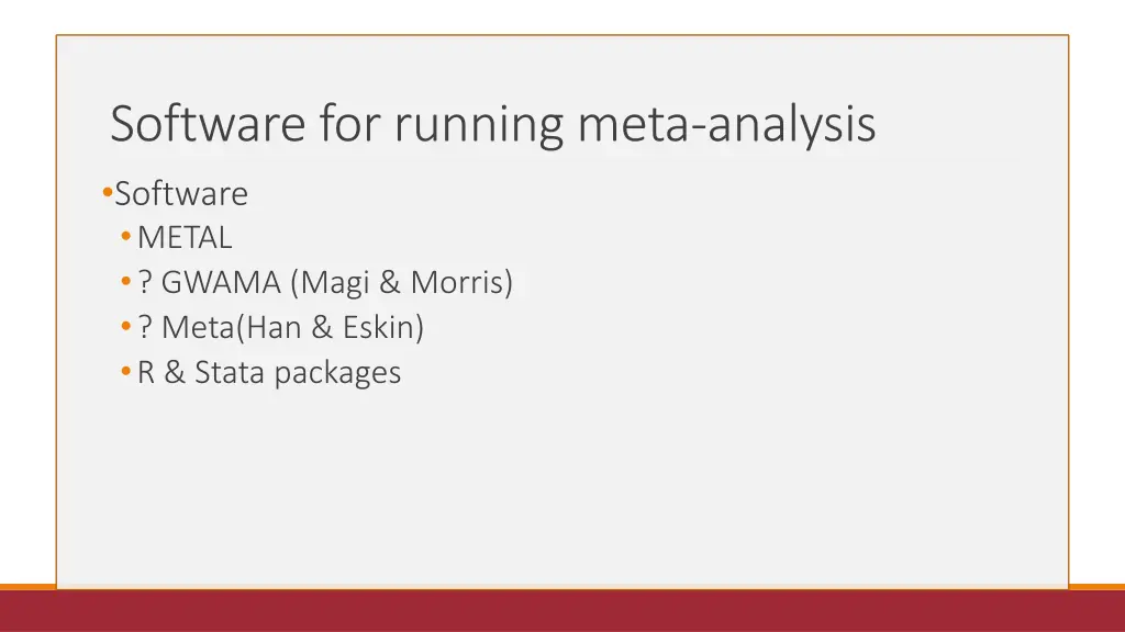 software for running meta analysis software metal