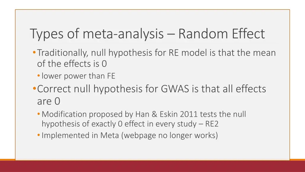 types of meta analysis random effect