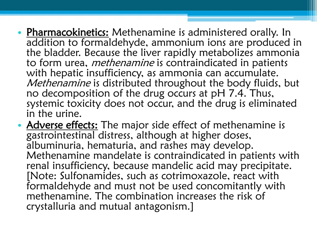 pharmacokinetics pharmacokinetics methenamine