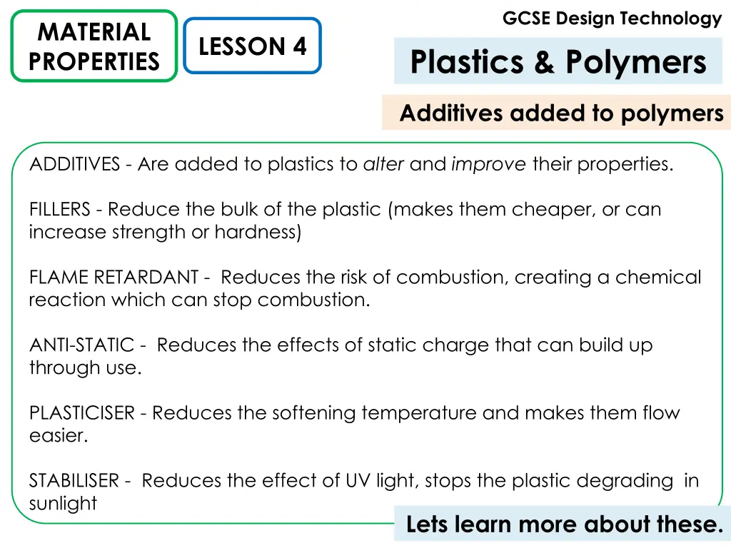 gcse design technology plastics polymers 2