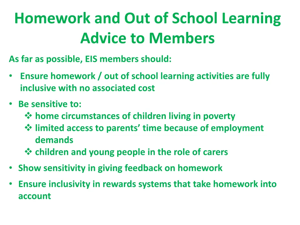 homework and out of school learning advice