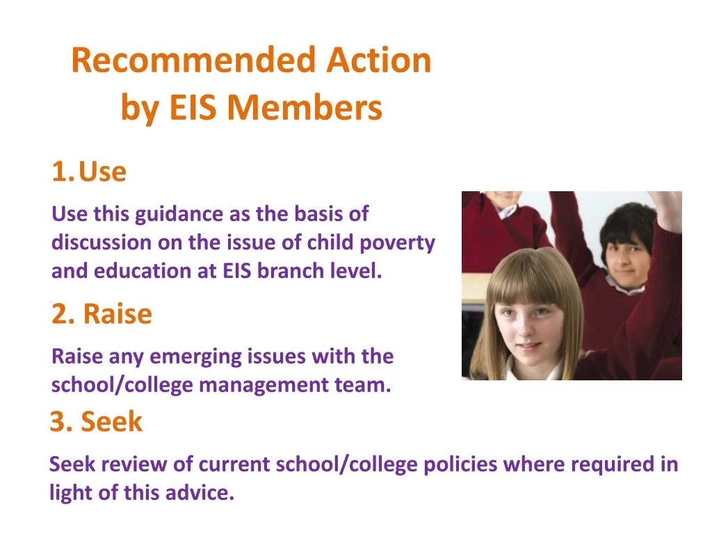 recommended action by eis members