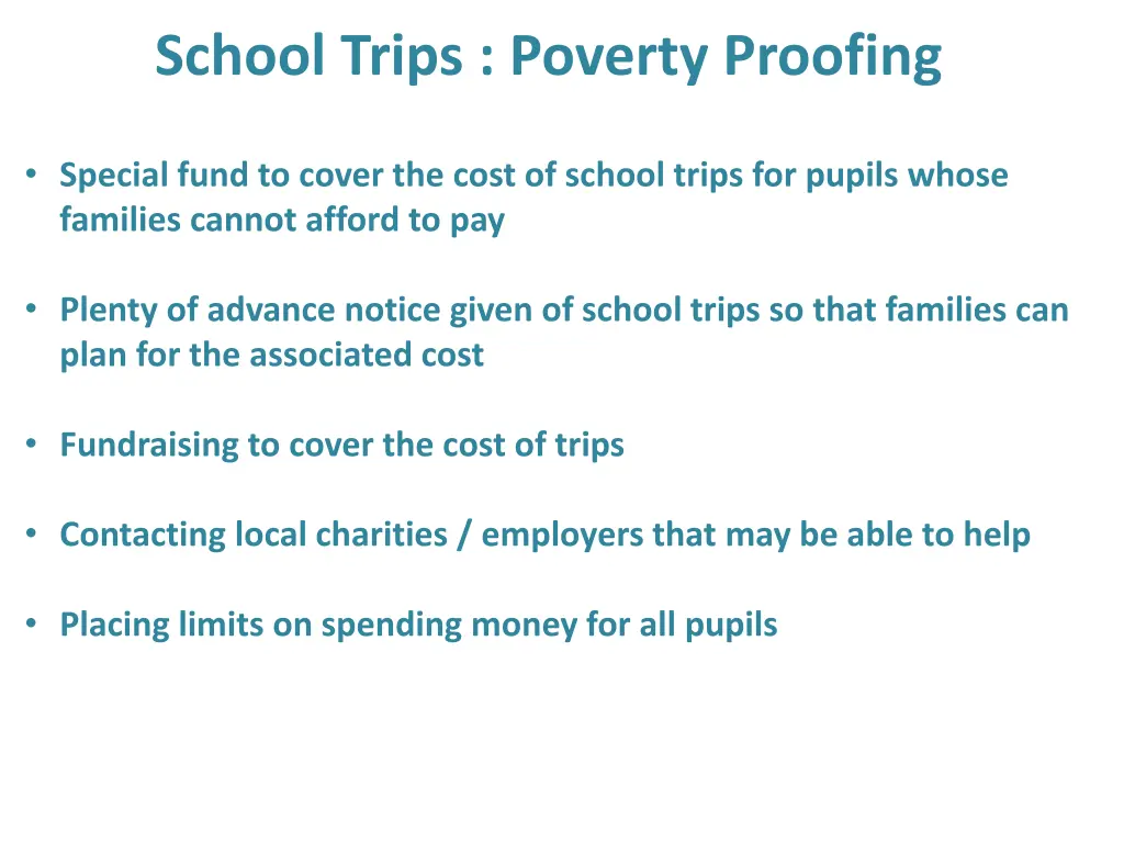 school trips poverty proofing