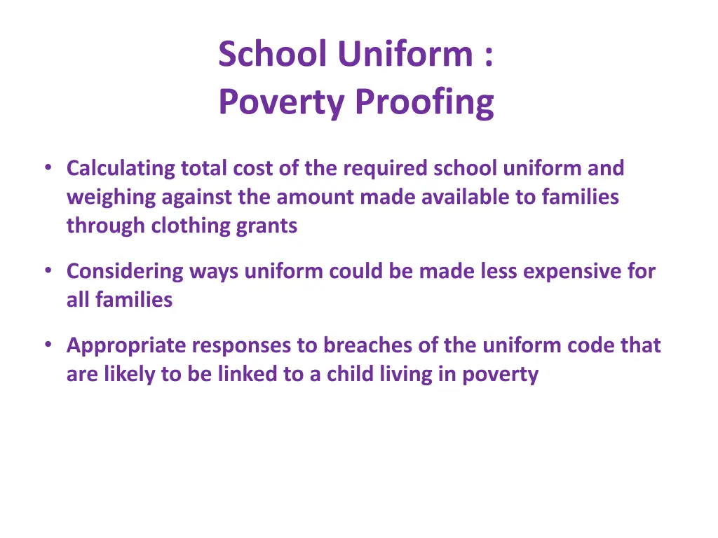 school uniform poverty proofing