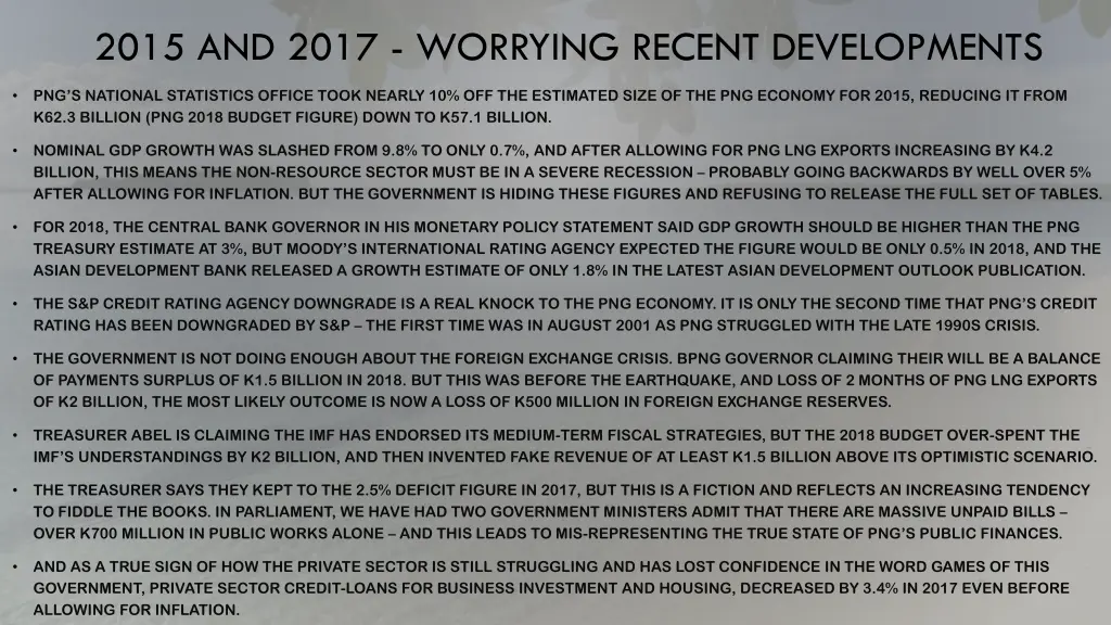 2015 and 2017 worrying recent developments