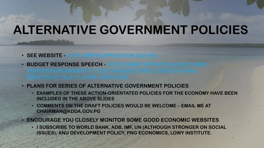 alternative government policies