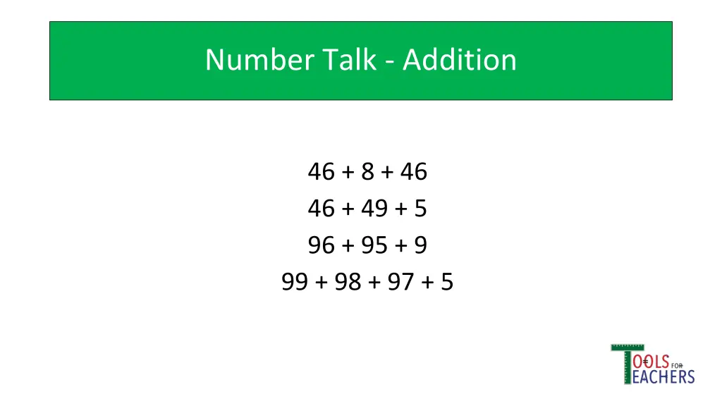 number talk addition 9