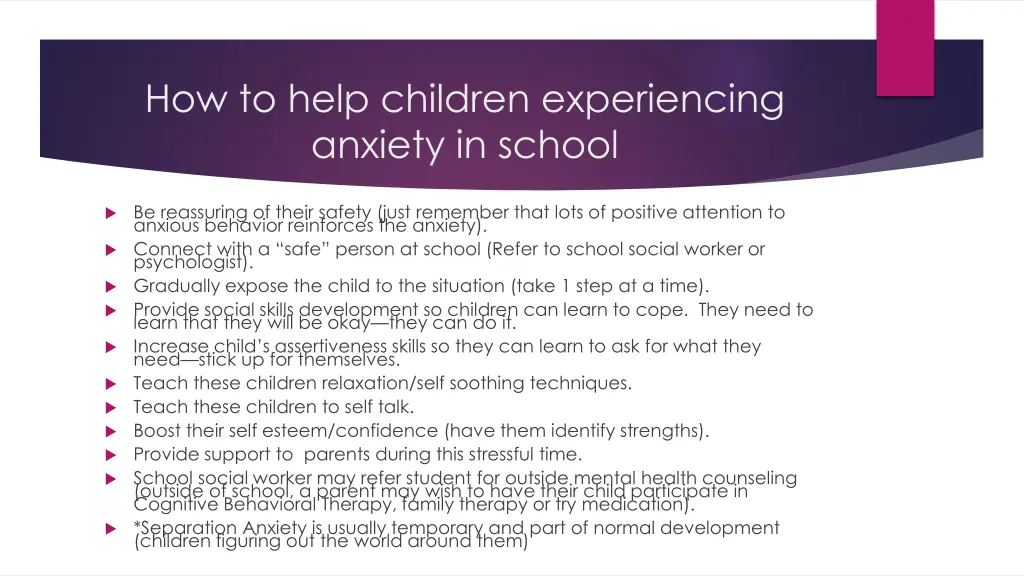 how to help children experiencing anxiety