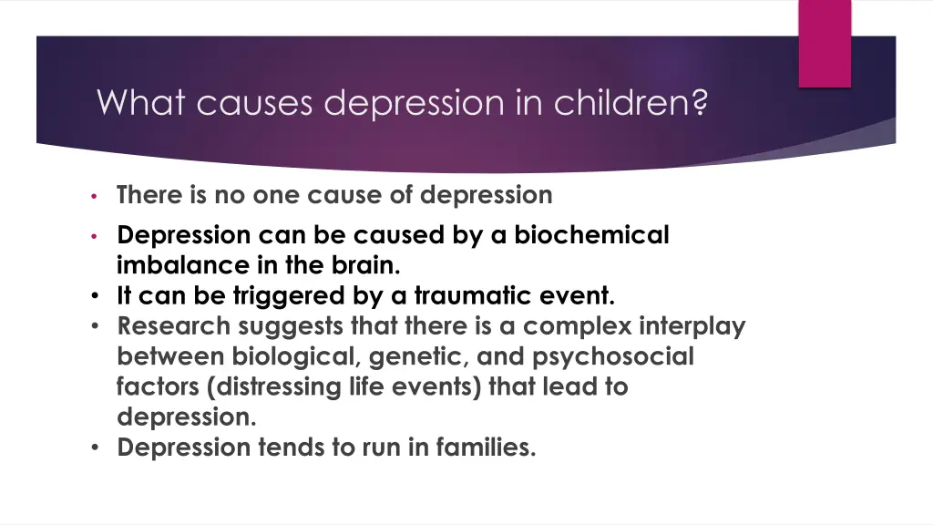 what causes depression in children