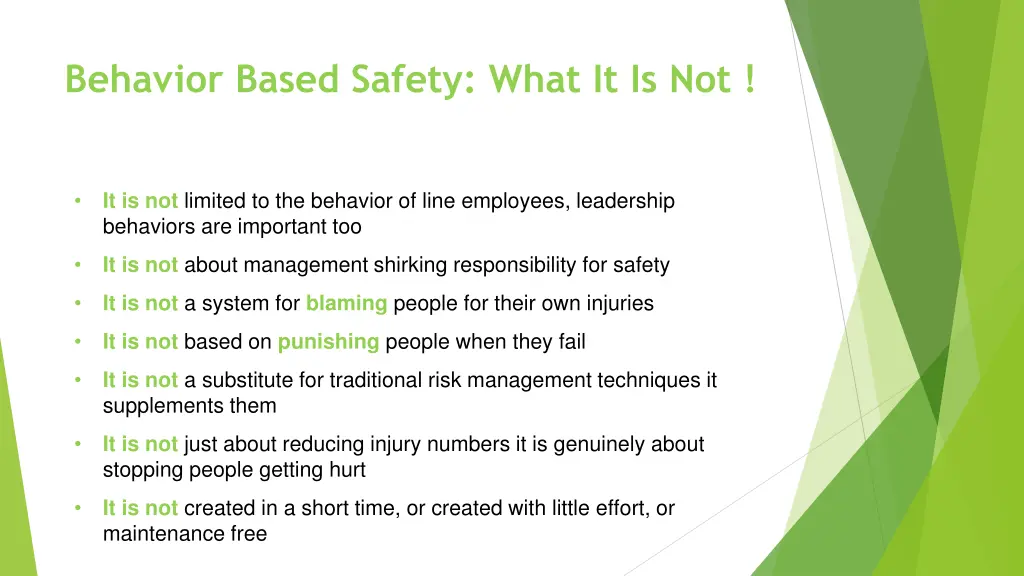 behavior based safety what it is not